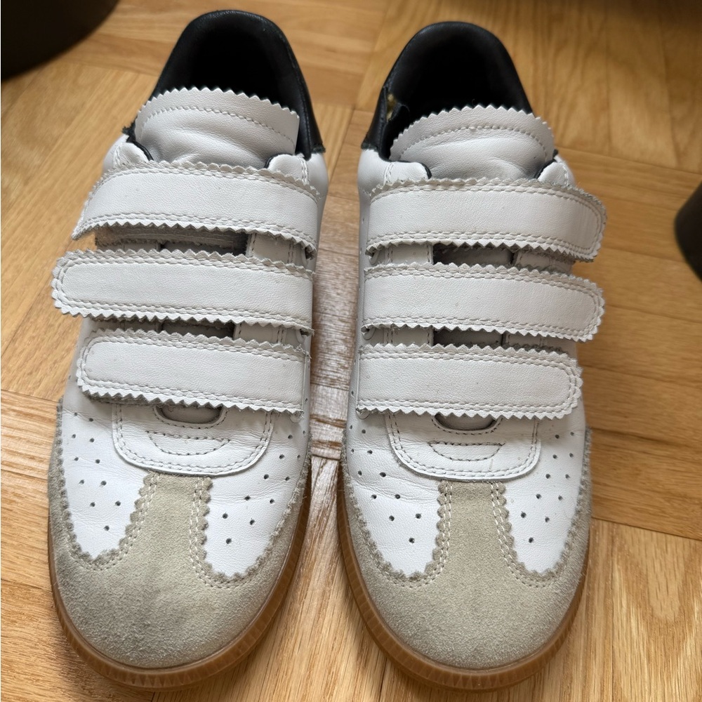 Kids White and Tan Sneakers